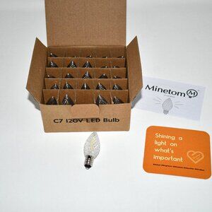 Minetom 25 Pack C7 LED Replacement Christmas Light Bulbs – Pure White – Shatterp